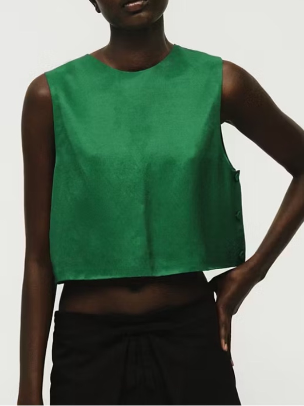 MANGO Linen-blend Crop Top